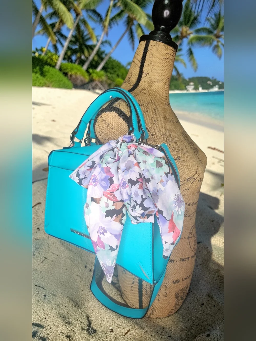 Steve Madden Breese Crossbody Bag In Turquoise Hue With Floral Scarf NWOT - Picture 11 of 16